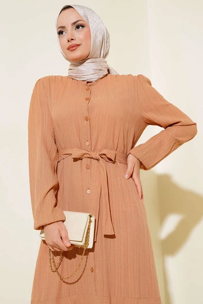 Hakim Yaka Elbise Camel - 2