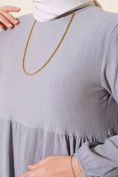 Kol Lastikli Tunik Gri - Resim 4