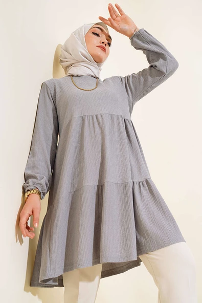 Kol Lastikli Tunik Gri ürün görseli