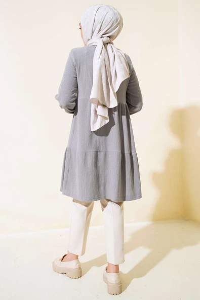 Kol Lastikli Tunik Gri - Resim 3