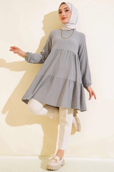 Kol Lastikli Tunik Gri - Resim 2