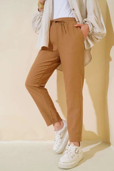 Beli Lastikli Pantolon Camel - 2