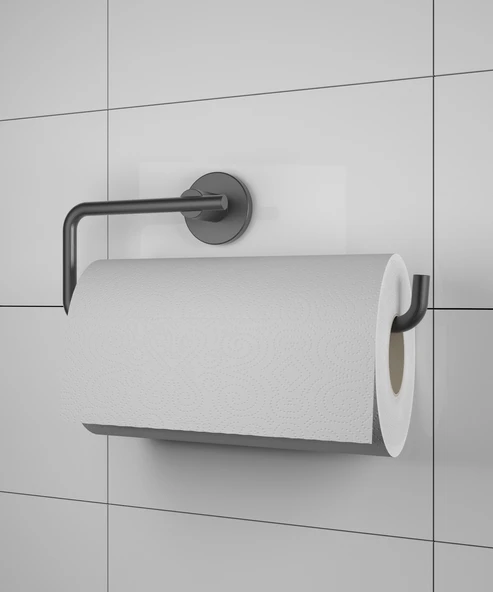 Ömür Boyu Paslanmaz Solo Havluluk Ve Havlu Askılığı Siyah N-009