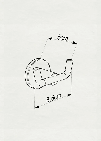 Ömür Boyu Paslanmaz İki Kancalı Havlu Ve Bornoz Askılığı Siyah N-008 - 3