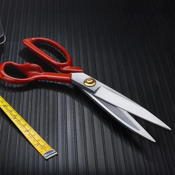 FDMSTAR 10 İnç (25cm) Kırmızı Saplı Profesyonel Paslanmaz Çelik Terzi Makası - 5