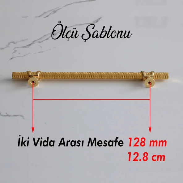 Burç Kulp 128 mm Gold Altın Renk Mobilya Çekmece Mutfak Dolabı Dolap Kulpları Kapak Kulpu Kulb Metal - Resim 3
