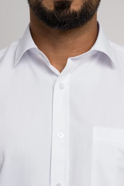 Mugi Geniş Ve Rahat (Bol) Kesim Cepli Klasik Kısa Kol Erkek Gömlek - Resim 9