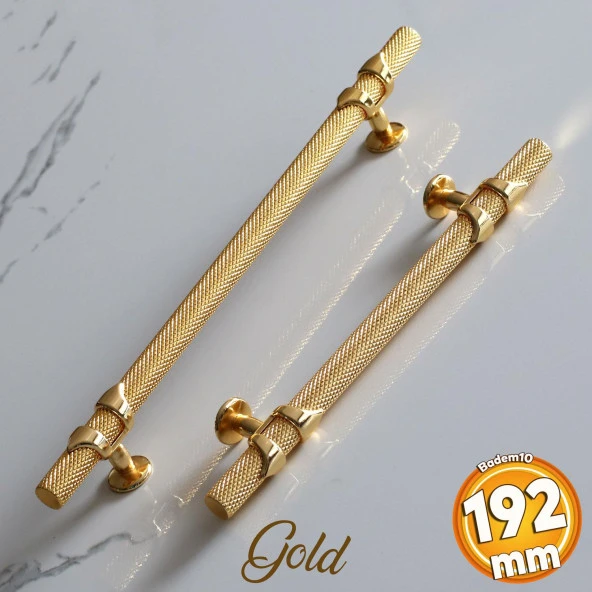 Burç Kulp 192 mm Gold Altın Renk Mobilya Mutfak Çekmece Dolabı Dolap Kulpları Kapak Kulpu Kulb Metal