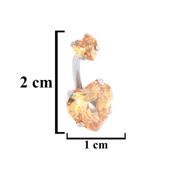 316L Çelik Kalp Model Zirkon Taşlı Piercing  PRC-210 - Resim 4