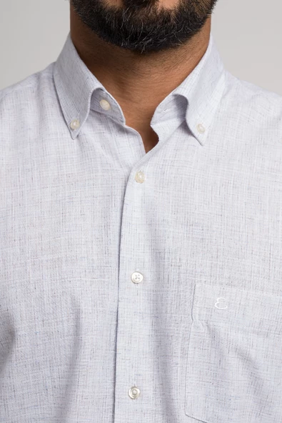 Geniş Ve Rahat (Bol) Kesim Cepli Bitik Kareli Klasik Kısa Kol Erkek Gömlek - Resim 11