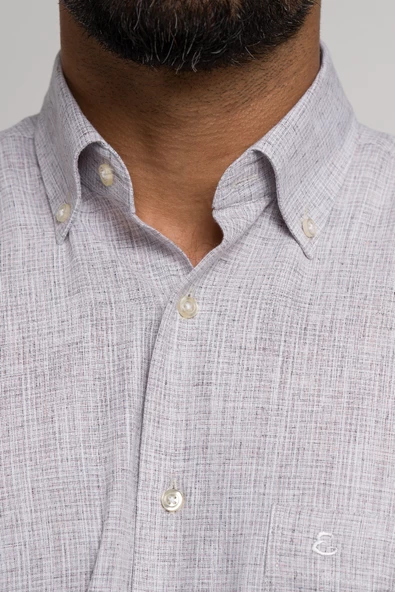 Geniş Ve Rahat (Bol) Kesim Cepli Bitik Kareli Klasik Kısa Kol Erkek Gömlek - Resim 7