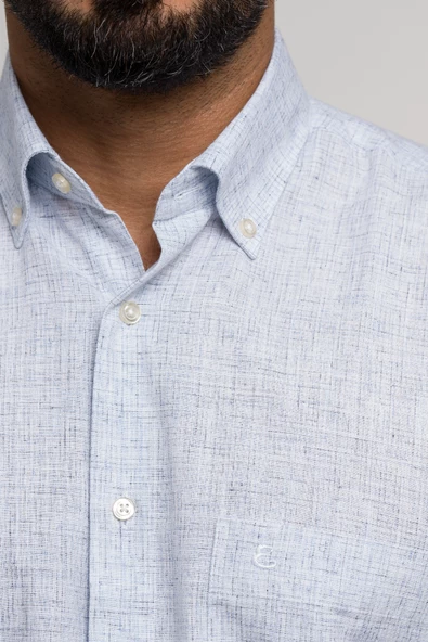 Geniş Ve Rahat (Bol) Kesim Cepli Bitik Kareli Klasik Kısa Kol Erkek Gömlek - Resim 3