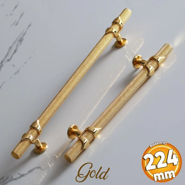Burç Kulp 224 mm Gold Altın Renk Mobilya Çekmece Mutfak Dolabı Dolap Kulpları Kapak Kulpu Kulb Metal