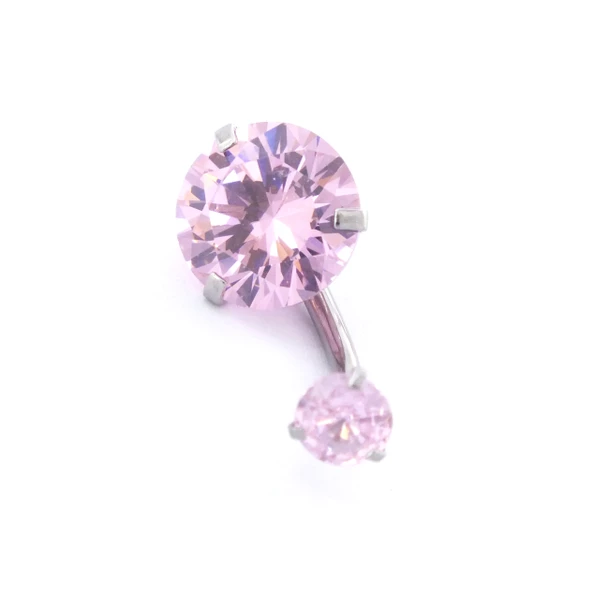 316L Çelik Pembe Zirkon Taşlı Piercing PRC-207 - 3