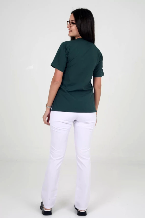 Deniz İş Kadın Alpaka Lastikli Beyaz Renk Tek Pantolon - 4