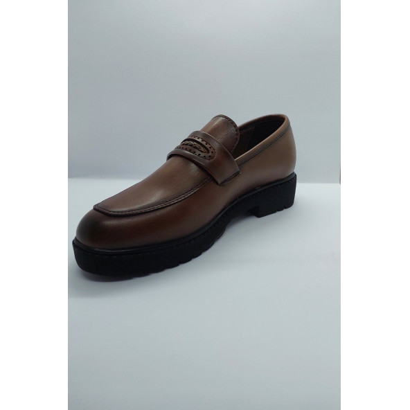 Sidar %100 El İşçiliği Rahat Taban İp Detaylı Kahverengi Renk İmalat Deri Klasik Kundura Ayakkabı - 2