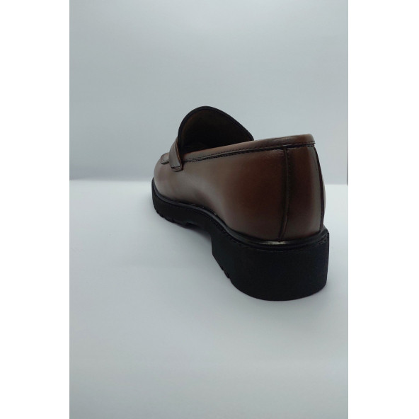 Sidar %100 El İşçiliği Rahat Taban İp Detaylı Kahverengi Renk İmalat Deri Klasik Kundura Ayakkabı - 3