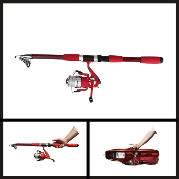 Uyguna-Yakala 2.10 Mt Kırmızı Combo Kamış Makine Set-LER.042