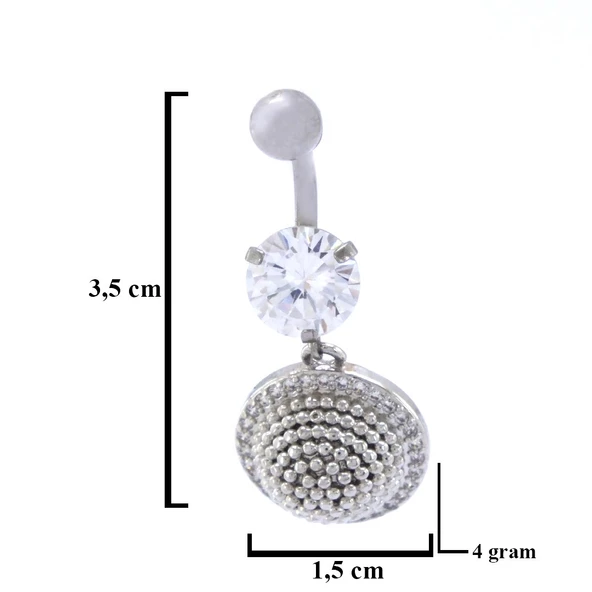 316L Çelik Zirkon Taşlı Küre Piercing PRC-135 - Resim 3
