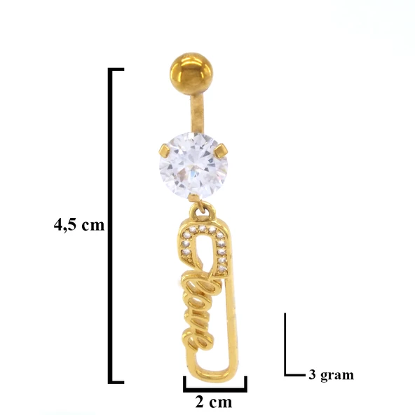 Altın Kaplama Zirkon Taşlı Kanca Piercing PRC-126 - 3