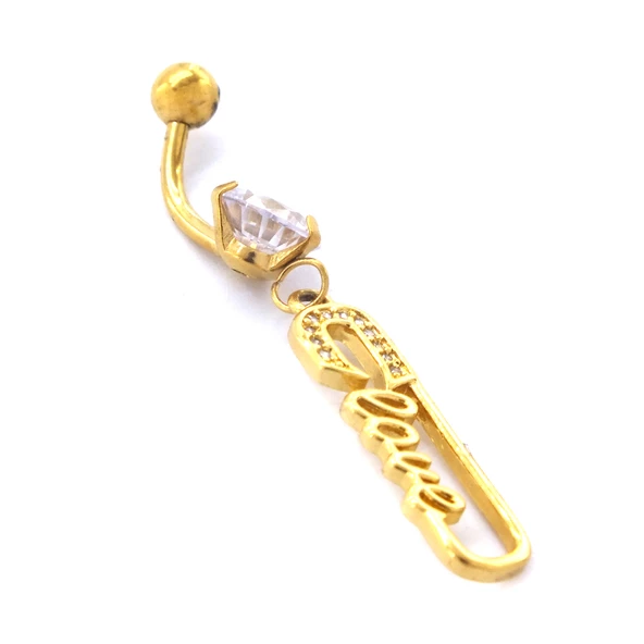 Altın Kaplama Zirkon Taşlı Kanca Piercing PRC-126 - 5