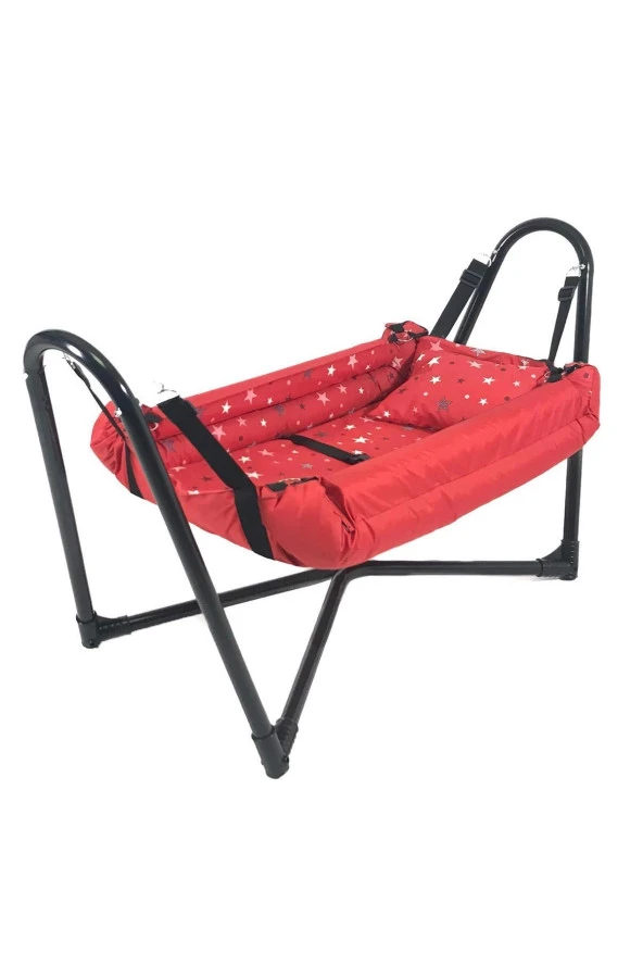 Neptün Metal Beşik Hamak Kırmızı Pamuklu Kumaş ürün görseli