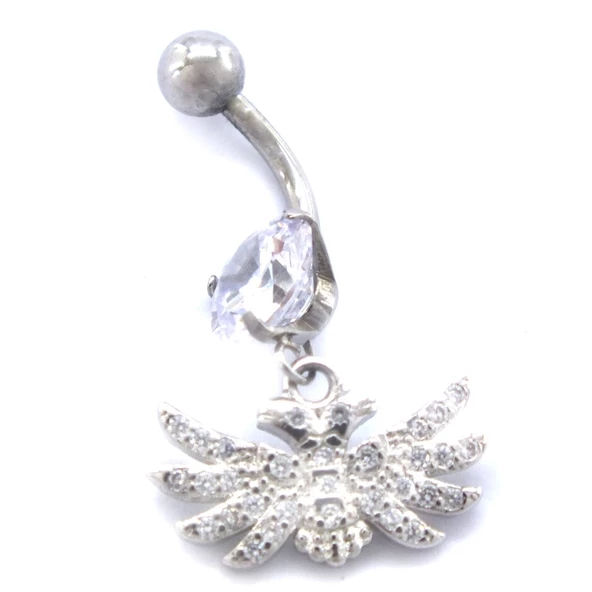 316L Çelik Zirkon Taşlı Kuş Piercing PRC-124 - 4