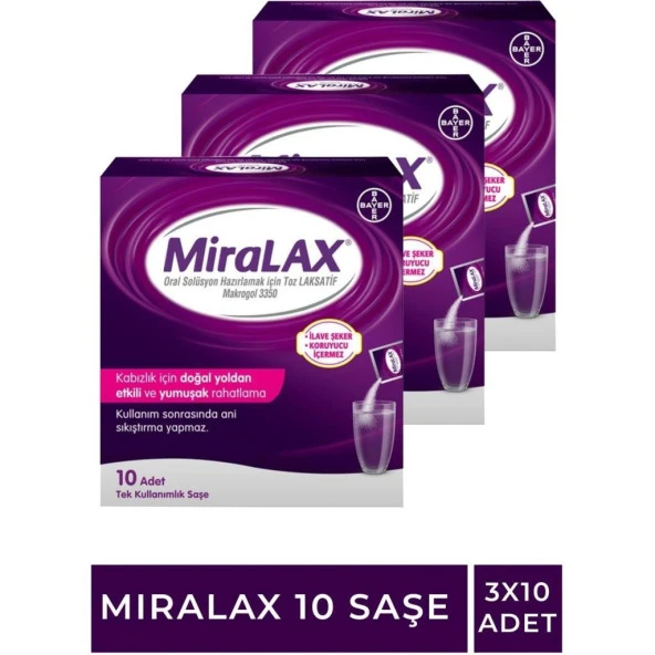 Miralax 10 Saşe 3'Lü PAKET (SKT:07/2026)