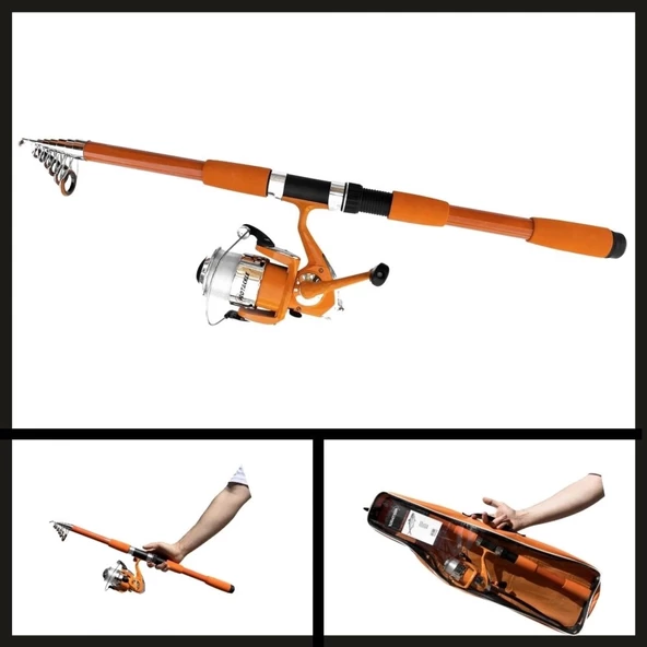 Uyguna-Yakala 2.40 Mt Turuncu Combo Kamış Makine Set-LER.049 - 2