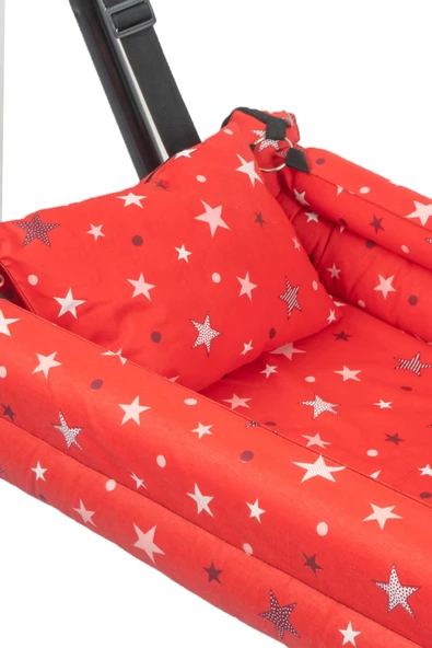 Neptün Pamuklu Bebek Hamak Kırmızı - 4