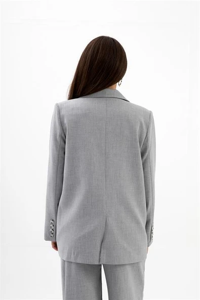 Üç Cep Kapaklı Kolu Arma Detaylı Poliviskon Ceket - Koyu Gri - Resim 11