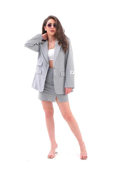 Üç Cep Kapaklı Kolu Arma Detaylı Poliviskon Ceket - Koyu Gri ürün görseli 1