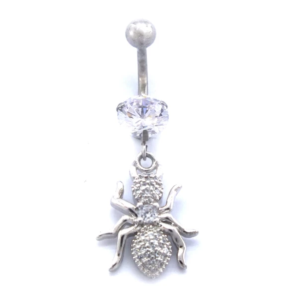 316L Çelik Zirkon Taşlı Karınca Piercing PRC-120 - Resim 4