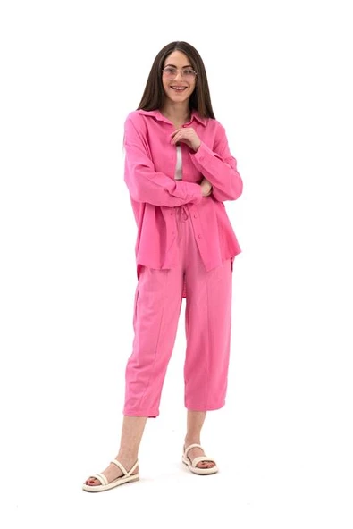 Krinkıl Kumaş Keten İkili Takım - Pembe - Resim 2