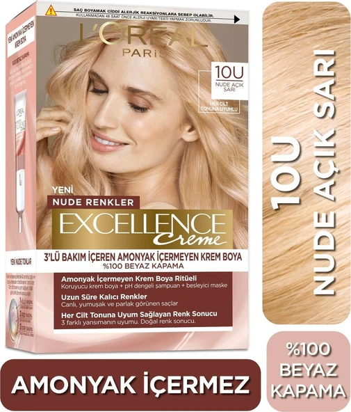 L’oréal Paris Excellence Creme Nude Renkler Saç Boyası – 10U Nude Açık Sarı ürün görseli