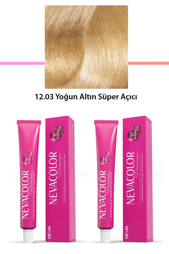 TOPTANBULURUM 2 li Set Premium 12.03 Yoğun Altın Süper Açıcı - Kalıcı Krem Saç Boyası 2 X 50 g Tüp