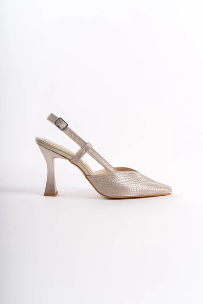 Parpar Altın Dore Kadeh Topuklu Stiletto Abiye Ayakkabı - 4
