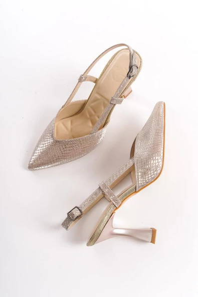 Parpar Altın Dore Kadeh Topuklu Stiletto Abiye Ayakkabı