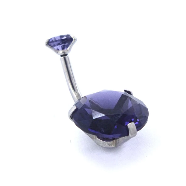316L Çelik Mor Zirkon Taşlı Piercing PRC-111 - Resim 4