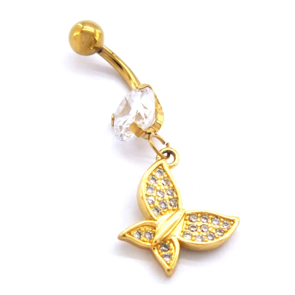 Altın Kaplama Zirkon Taşlı Kelebekli Piercing PRC-109 - 5