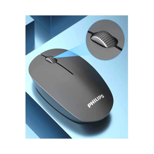 Philips M221 Sessiz Kablosuz Wireless Mouse 2.4Ghz 1600 Dpi Siyah ( Usb alıcısı kapağın içindedir ) - 3