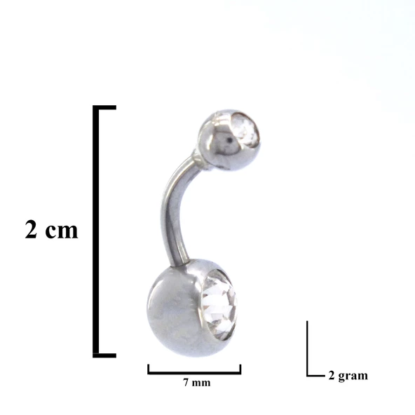 316L Çelik Zirkon Taşlı Klasik Piercing PRC-107 - 3