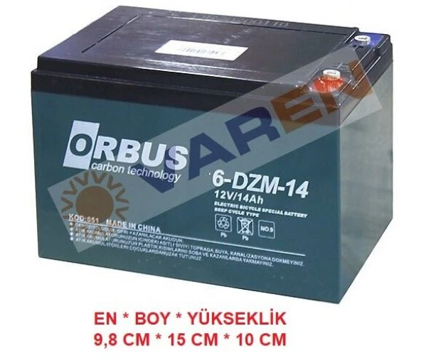 ORBUS 12v 14 Ah Elektrikli Bisiklet Aküsü Deep Cycle ürün görseli 1