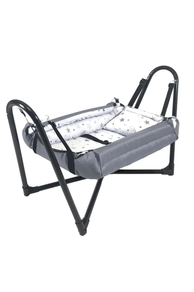 Neptün Metal Beşik Hamak Gri Pamuklu Kumaş - 2