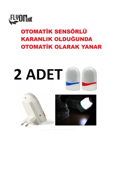 2 Adet Gece Lambası Sensörlü Karanlık Olduğunda Otamatik Devre Mod BLISTER Işık Fener Masa Lambası - 4