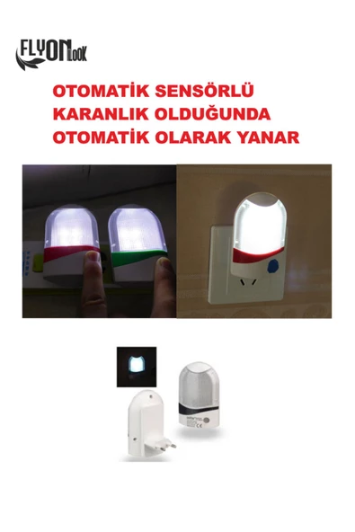 2 Adet Gece Lambası Sensörlü Karanlık Olduğunda Otamatik Devre Mod BLISTER Işık Fener Masa Lambası - 2