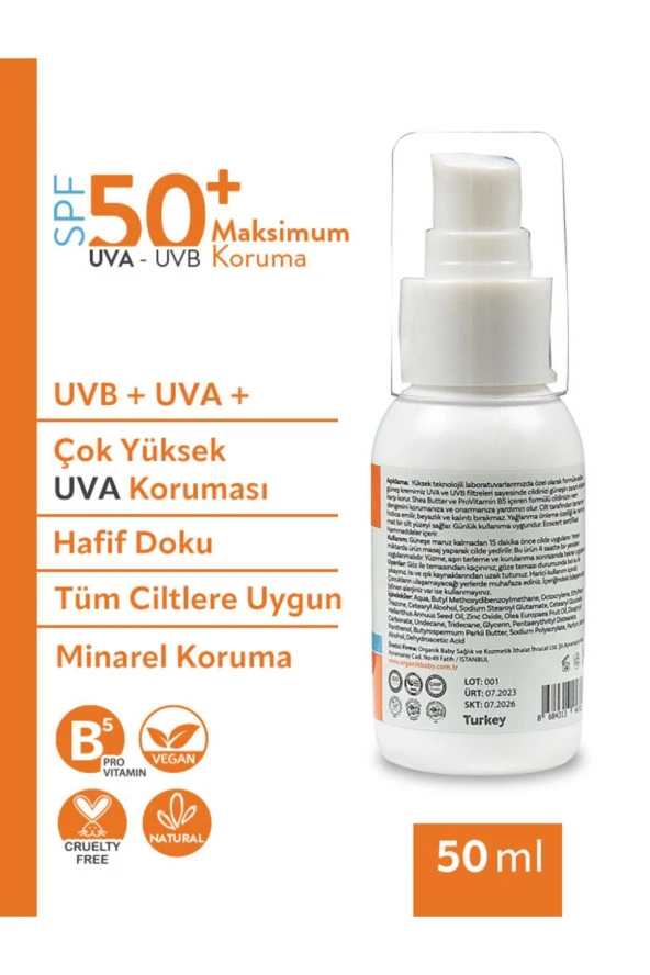 Doğal Içerikli Bebek Çocuk Ve Yetişkin Güneş Kremi Leke Karşıtı Vegan Uva Uvb 50 Spf Tüm Ciltler - 3
