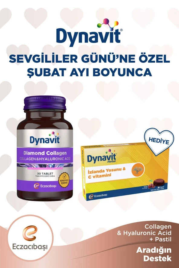 DynavitCollagen & Hyaluronic Acid 30 Tablet - Sevgililer Günü Özel Pastil Hediyeli