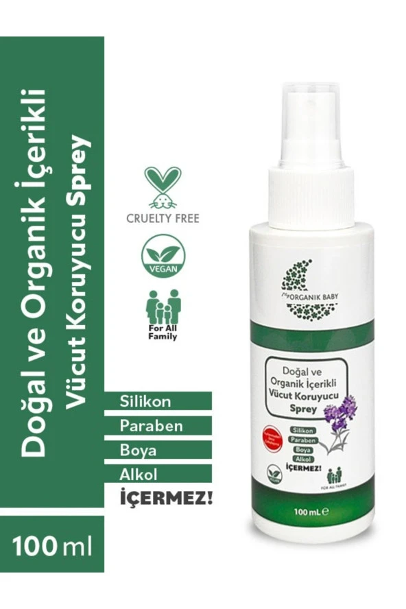 Organik Ve Doğal Içerikli Vücut Koruyucu Yenidoğan Bebek Çocuk Ve Yetişkin Vegan Sprey 100 ml