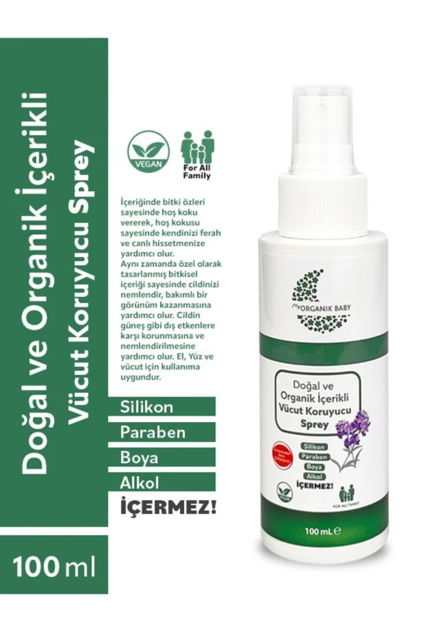 Organik Ve Doğal Içerikli Vücut Koruyucu Yenidoğan Bebek Çocuk Ve Yetişkin Vegan Sprey 100 ml - 2